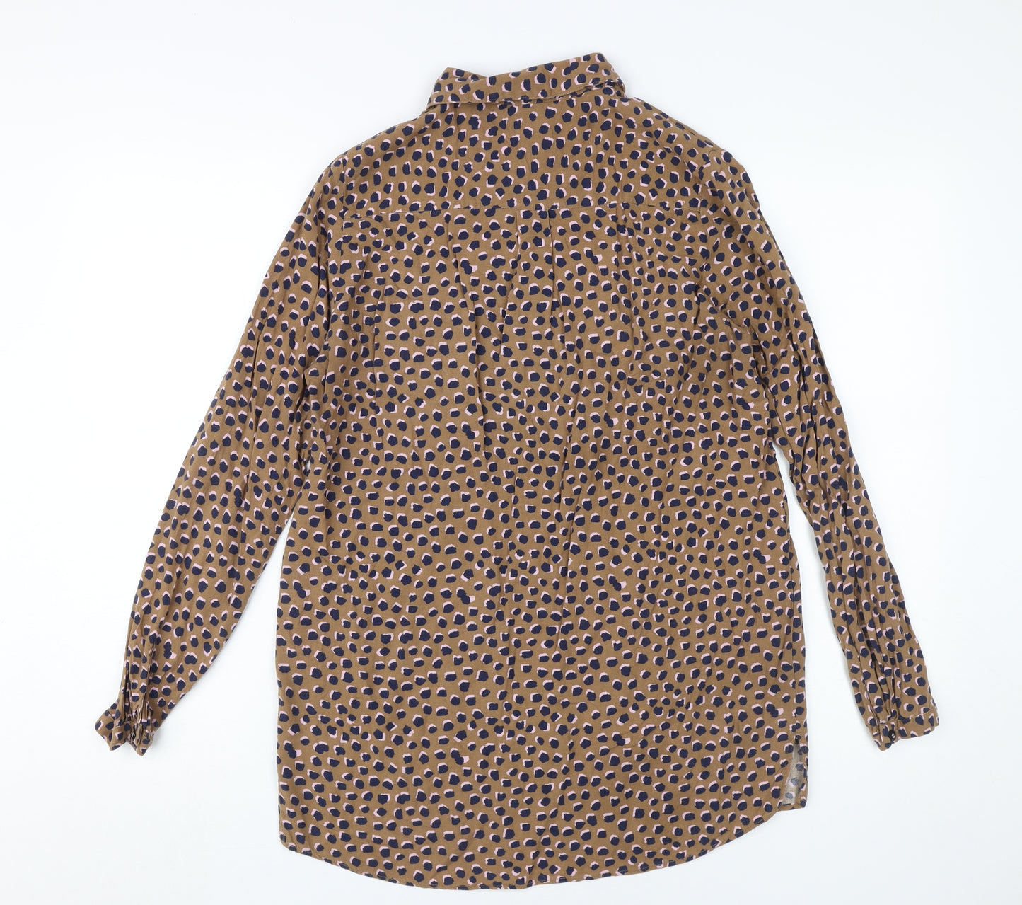 Joules Women's Brown Animal Print Button-Up Shirt UK 10