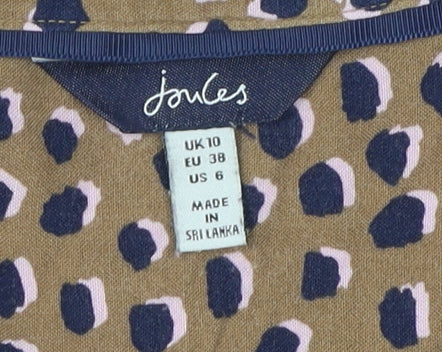 Joules Women's Brown Animal Print Button-Up Shirt UK 10