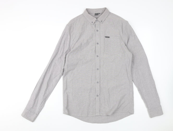 Firetrap Men's Grey Long Sleeve Shirt M Casual