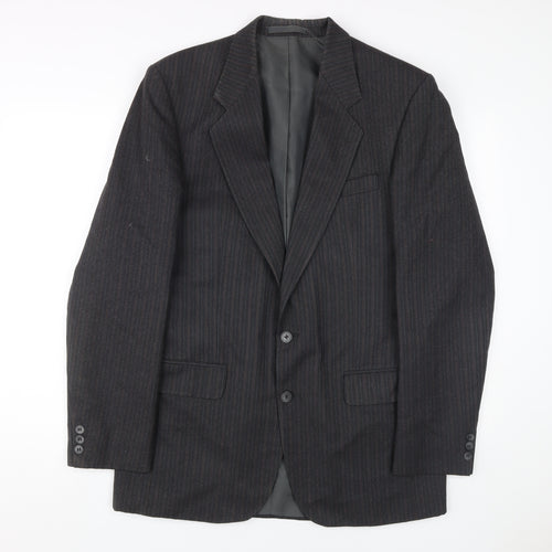 Centaur Men's Black Wool Blazer, UK 40, Striped, Long