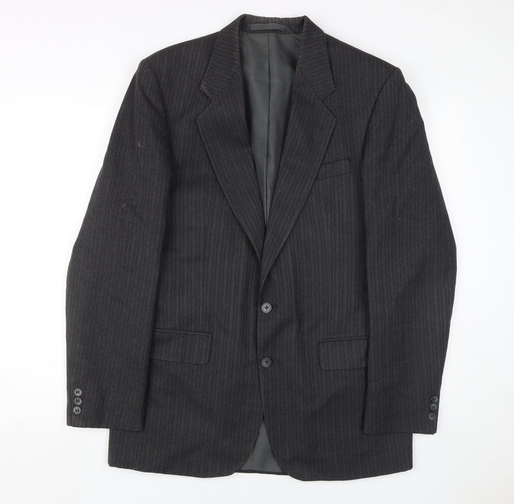 Centaur Men's Black Wool Blazer, UK 40, Striped, Long