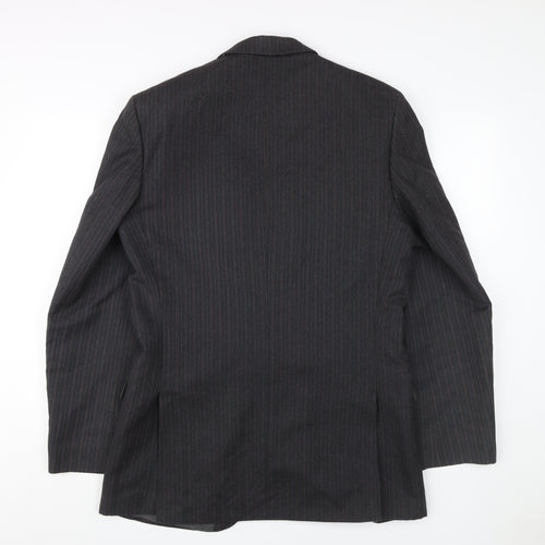 Centaur Men's Black Wool Blazer, UK 40, Striped, Long