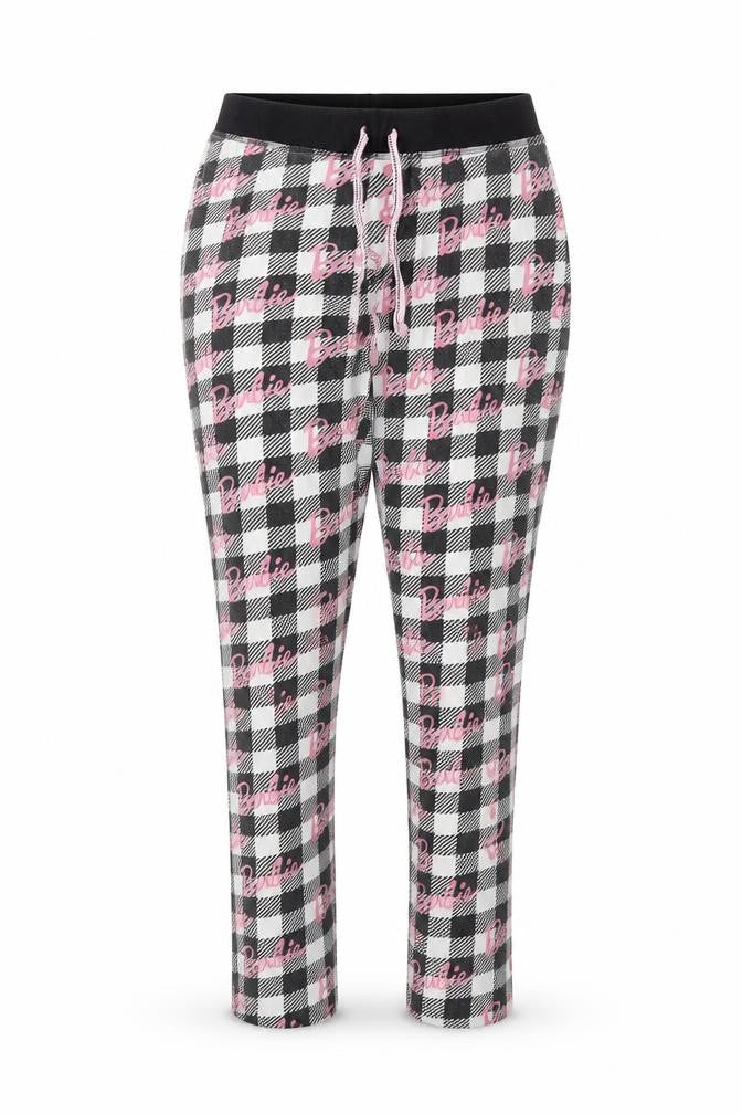 Front view of Barbie Women's Black Check Pyjama Pants M
