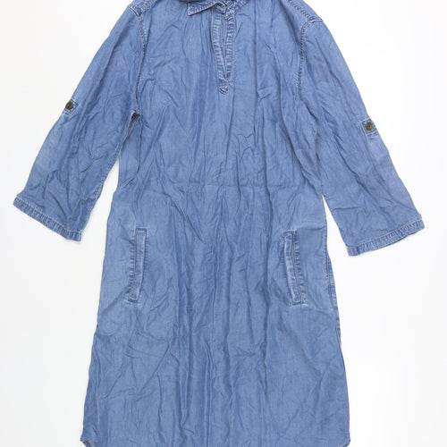Long Tall Sally Blue Lyocell Shirt Dress - Size 10