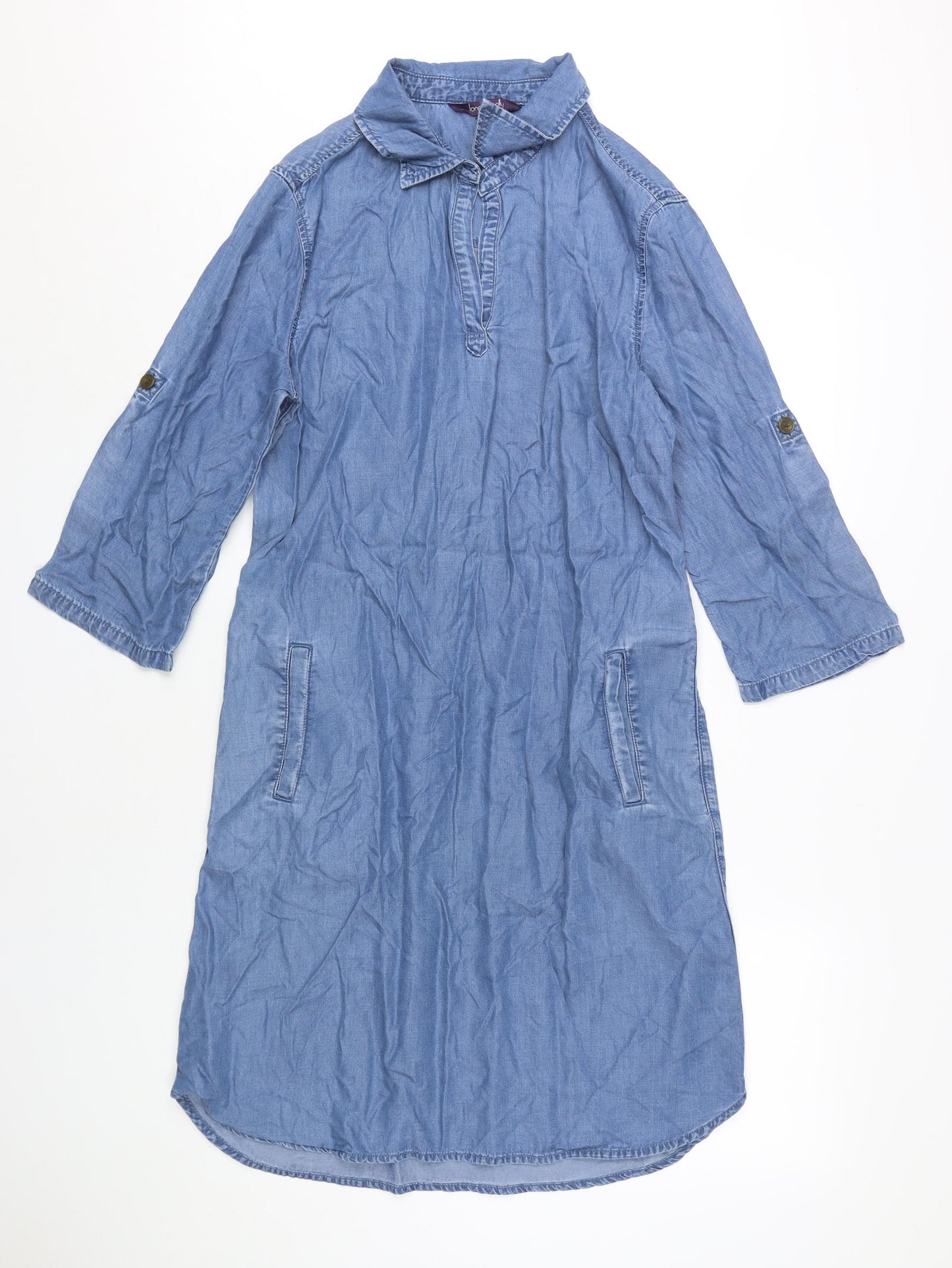 Long Tall Sally Blue Lyocell Shirt Dress - Size 10