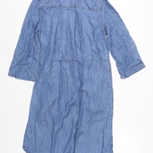 Long Tall Sally Blue Lyocell Shirt Dress - Size 10
