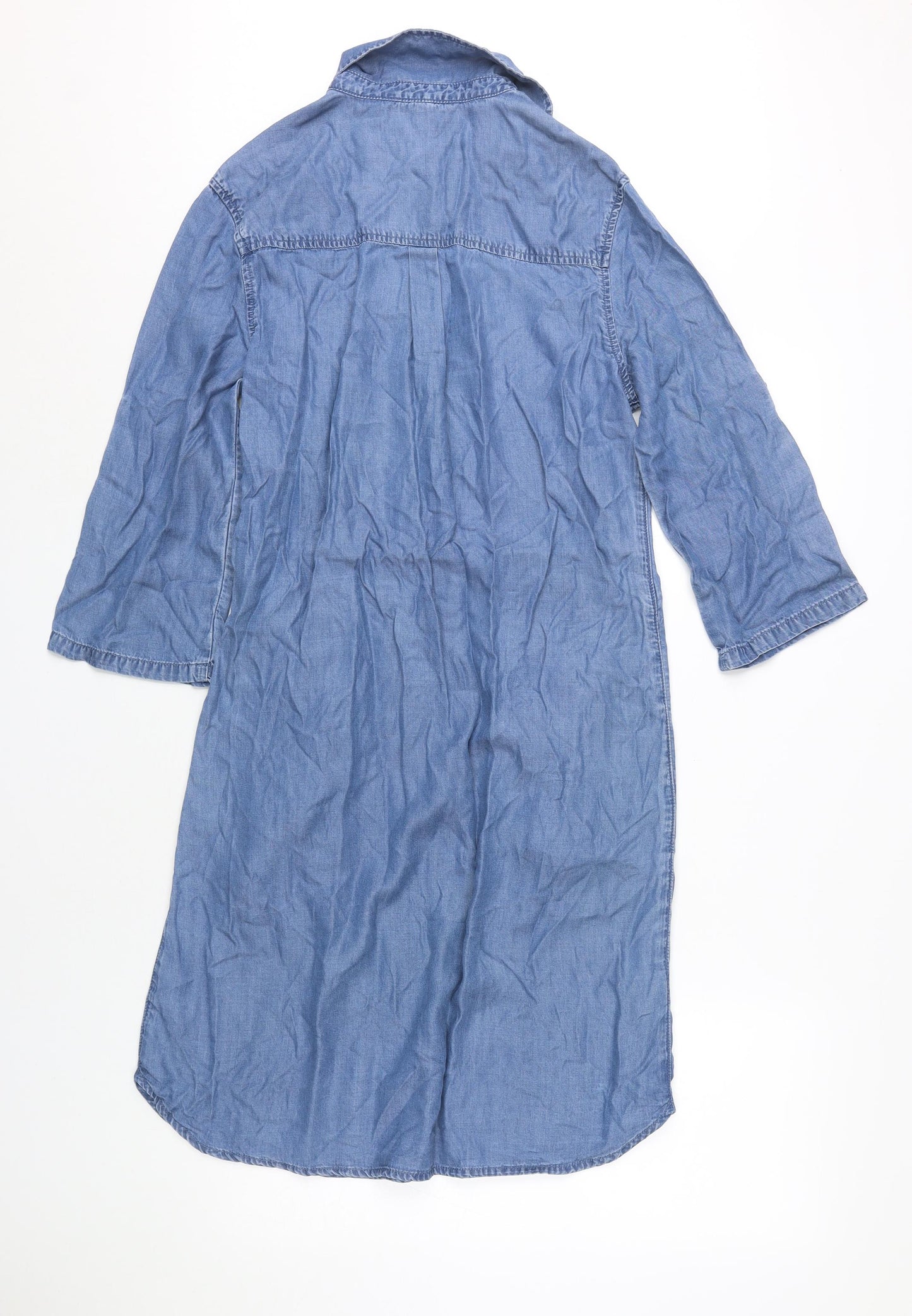 Long Tall Sally Blue Lyocell Shirt Dress - Size 10