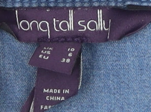 Long Tall Sally Blue Lyocell Shirt Dress - Size 10