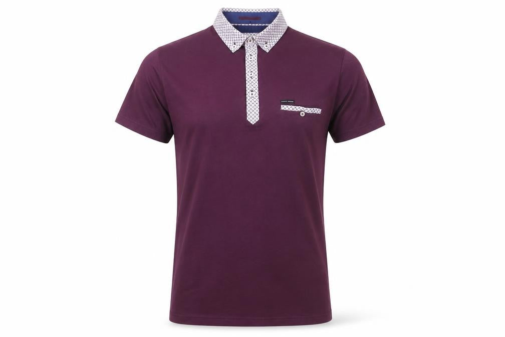 Guide London Men's Purple Short Sleeve Polo, Size S