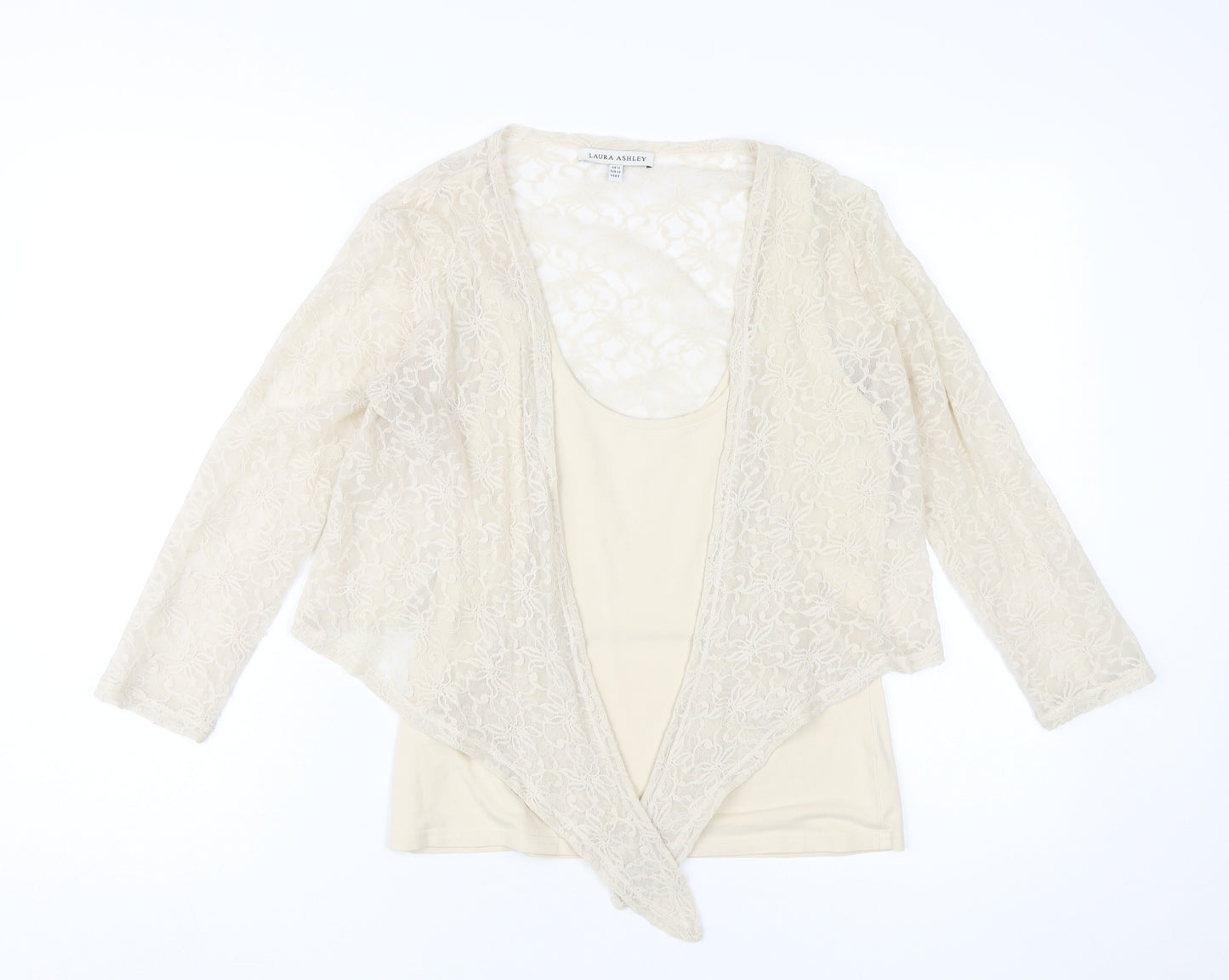 Laura Ashley Women's Beige Lace Blouse Size 12