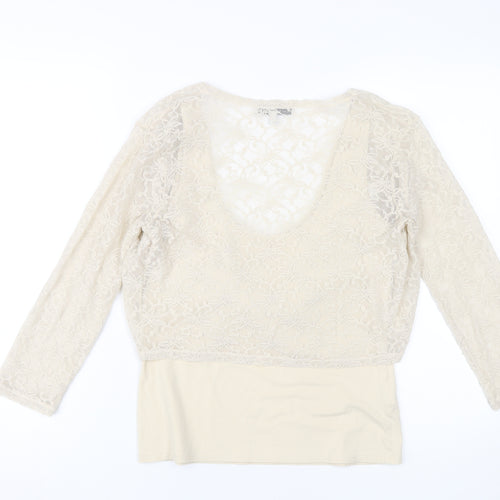 Laura Ashley Women's Beige Lace Blouse Size 12