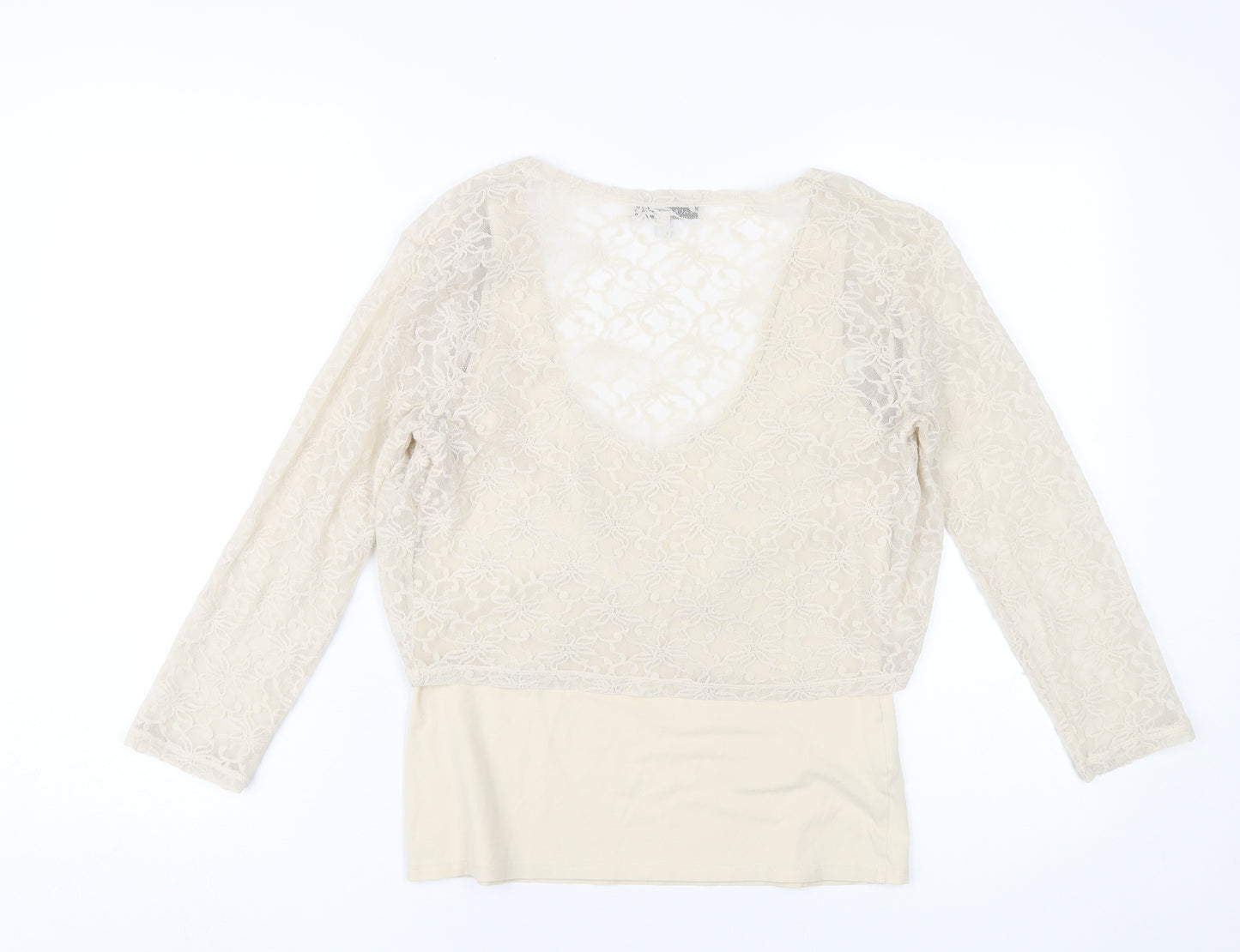 Laura Ashley Women's Beige Lace Blouse Size 12