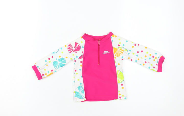 Trespass Girls' Pink Multicoloured Polka Dot Activewear Top, Size 2-3 Years