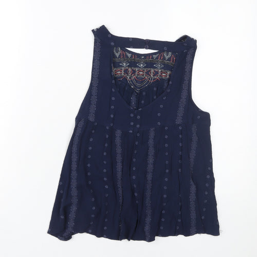 SoulCal & Co Women's Blue Embroidered Tank, Size 8