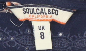 SoulCal & Co Women's Blue Embroidered Tank, Size 8