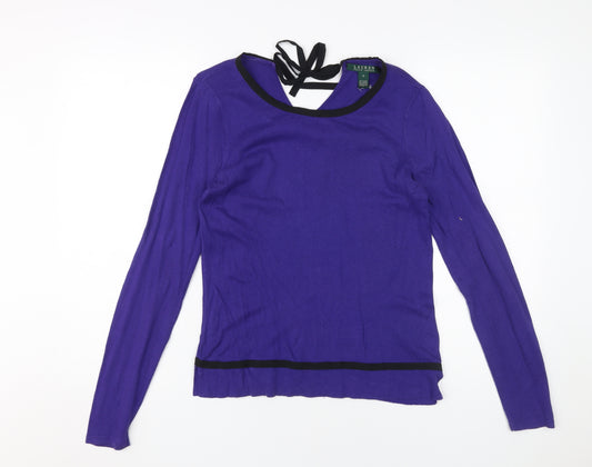 Ralph Lauren Women's Purple Knit Pullover Jumper Size S