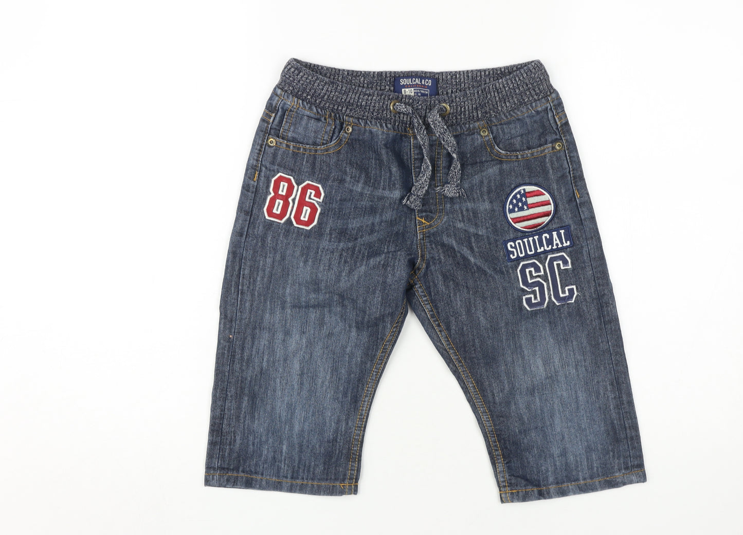 Soulcal & Co Boys Blue Cropped Jeans 9-10 Years, Elastic Waist