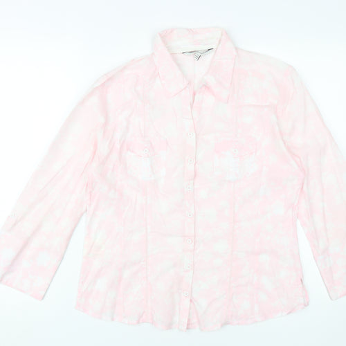 Laura Ashley Women's Pink Floral Button-Up, Size 14