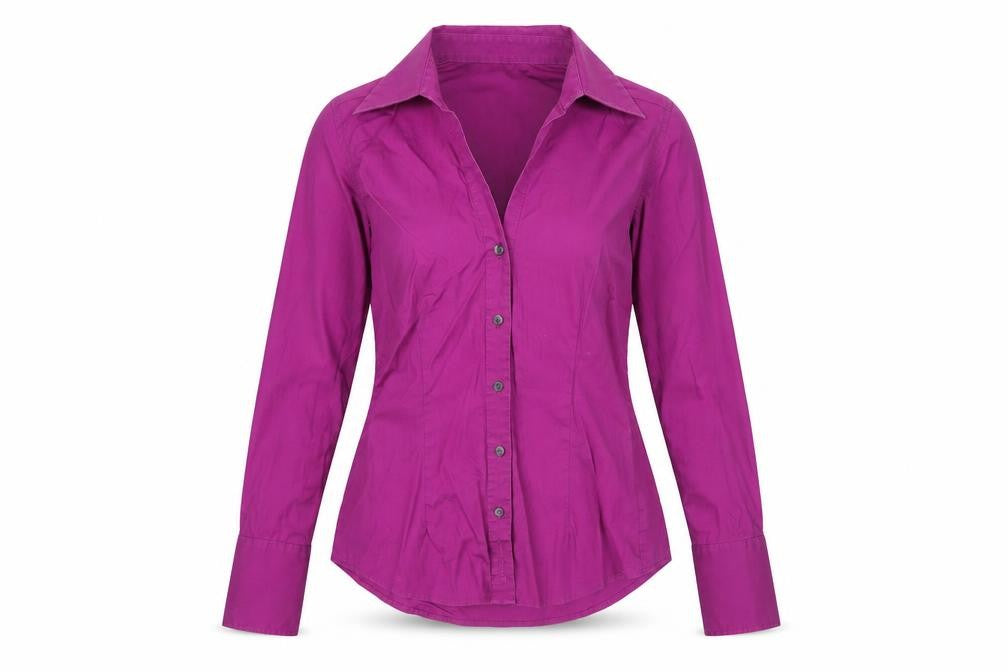 Front view of Ben Sherman Women's Purple XS Slim Button-Up Shirt