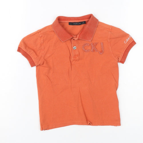 Calvin Klein Boys Orange Polo Shirt Size 3 Years