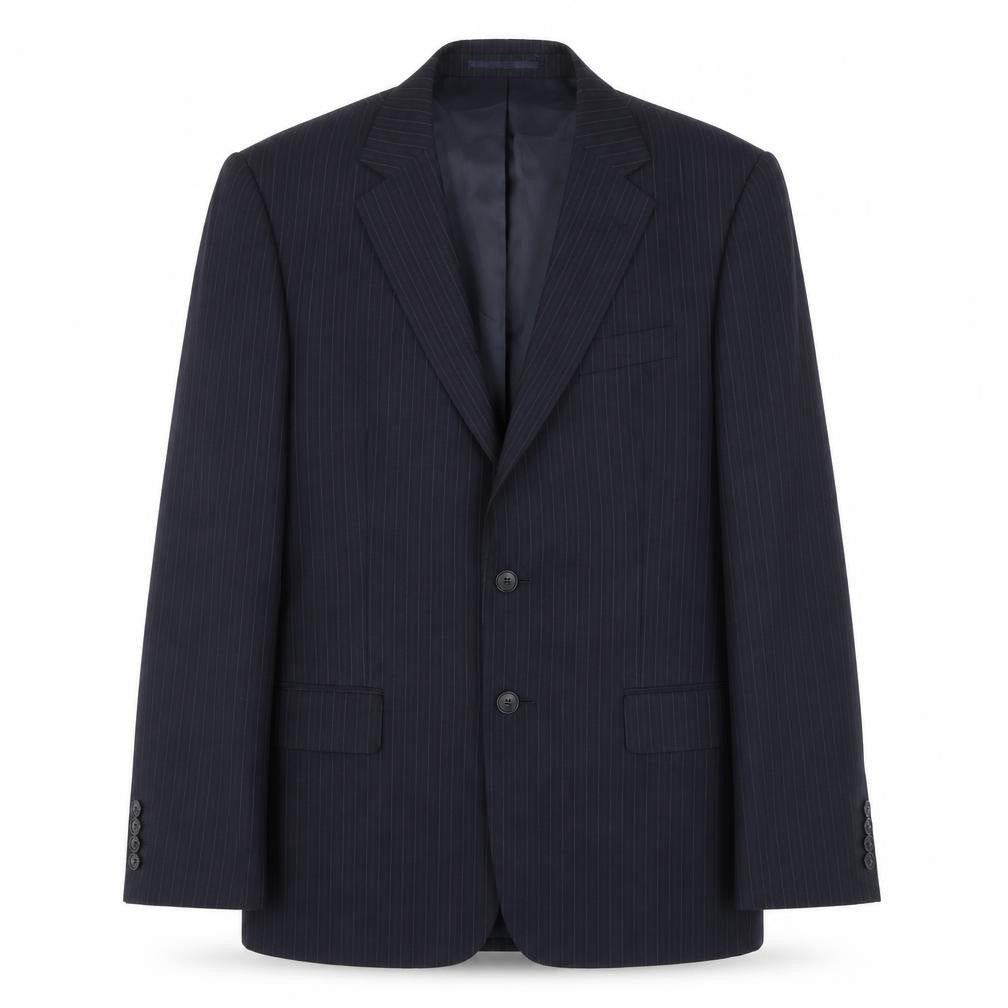 Front view of Jaeger Men's Black Striped Blazer 38R Formal