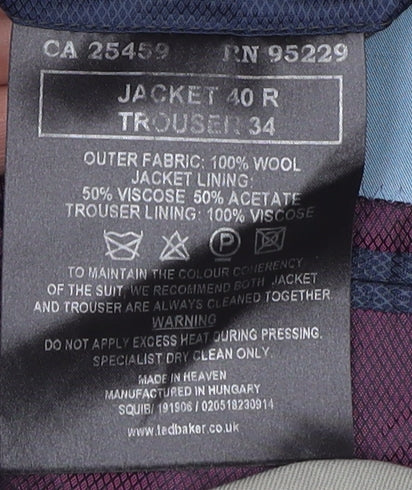 Ted Baker Men's Beige Blazer - Wool, Size 40 Regular