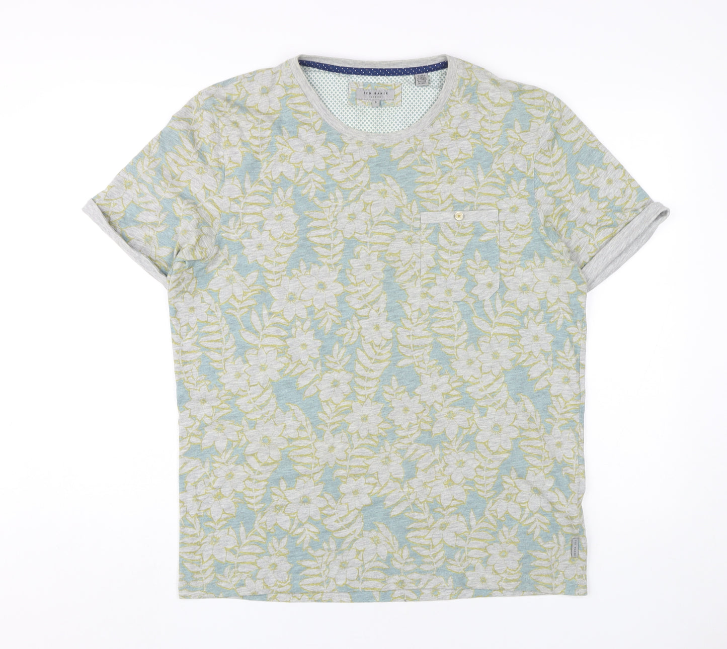 Ted Baker Men's Floral T-Shirt, Multicoloured, Size 5