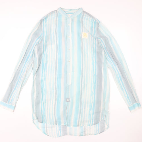 Diesel Women’s Blue Striped Cotton Shirt L