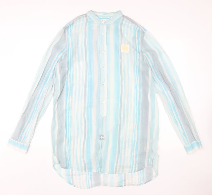 Diesel Women’s Blue Striped Cotton Shirt L