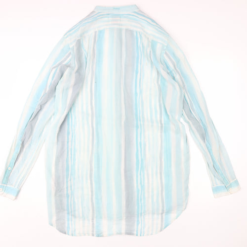 Diesel Women’s Blue Striped Cotton Shirt L