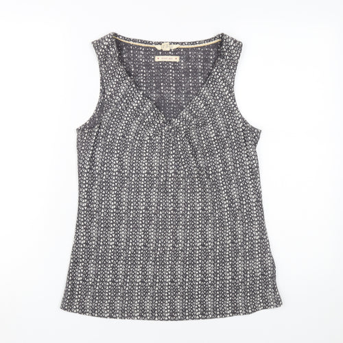 White Stuff Geometric Grey Linen Women's V-Neck Tank