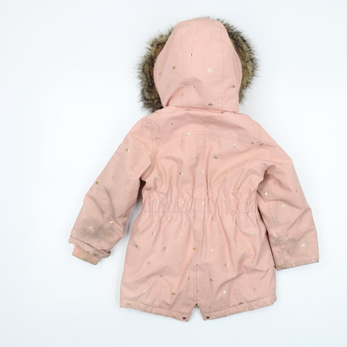 Joules Girls Pink Parka Coat, 3-4 Years, Hooded, Winter