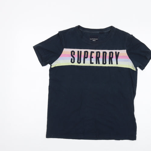 Superdry Unisex Blue T-Shirt UK 8 Casual Classic