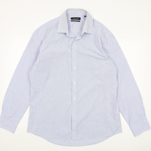 Dehavilland Men's Blue Striped 16.5 Casual Shirt