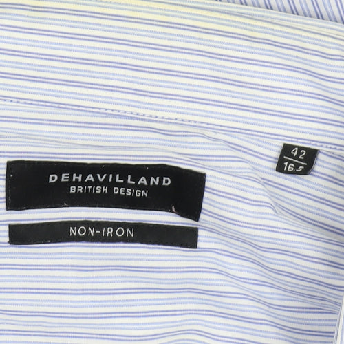 Dehavilland Men's Blue Striped 16.5 Casual Shirt