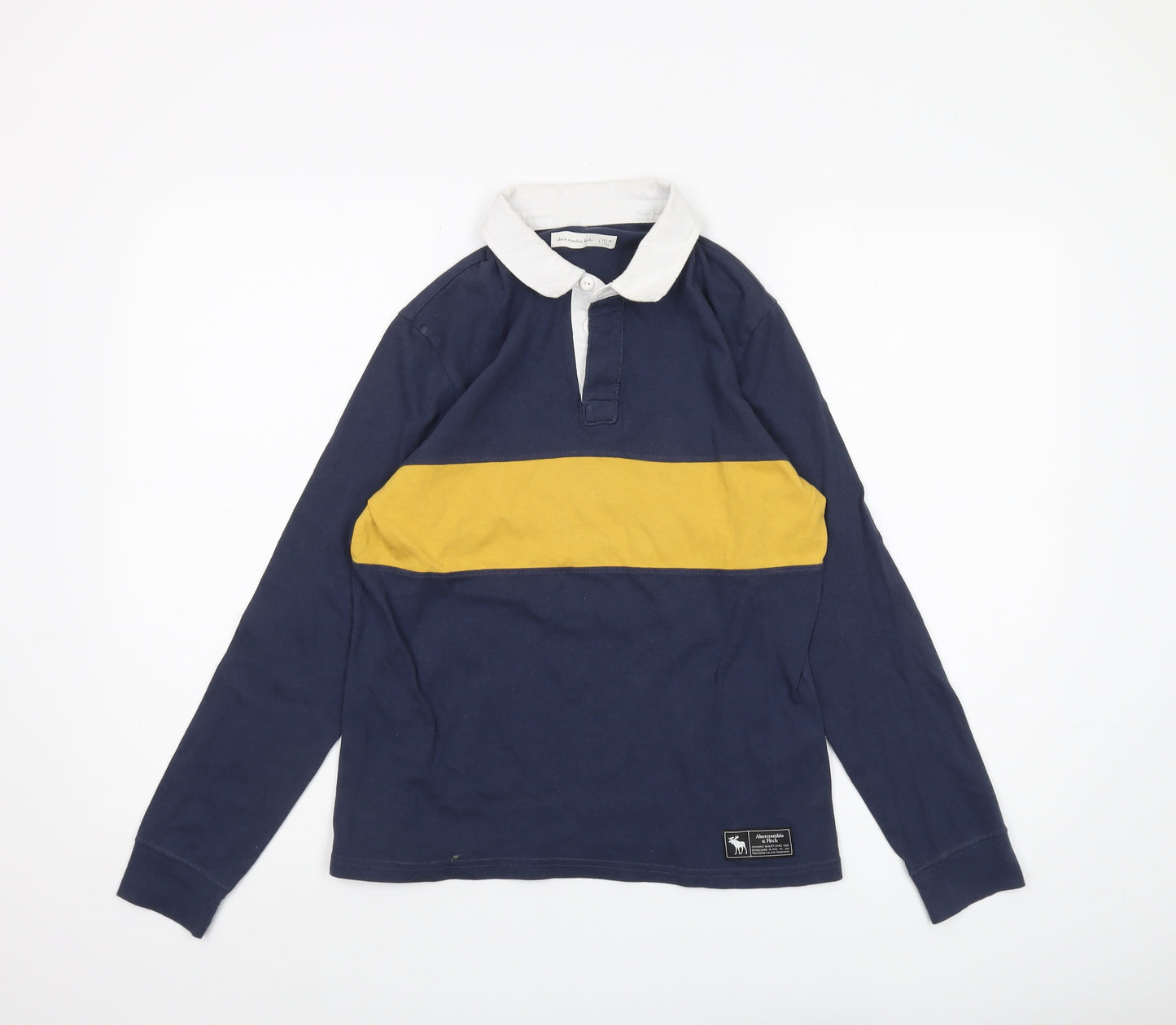 Abercrombie Kids Boys Blue Polo Long Sleeve, Colourblock, 11-12 Years