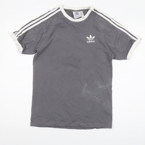 Adidas Men's Grey Cotton Logo T-Shirt Size S