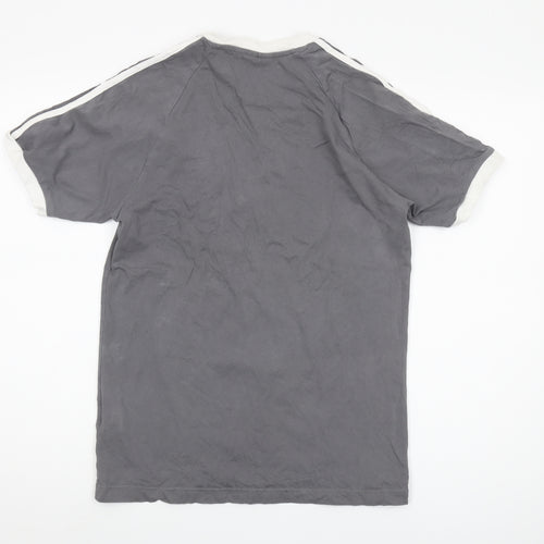 Adidas Men's Grey Cotton Logo T-Shirt Size S