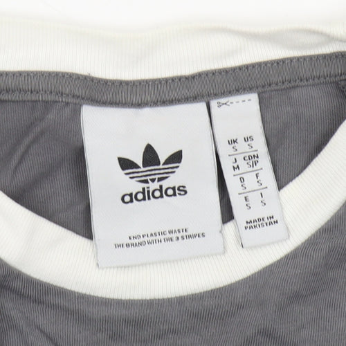 Adidas Men's Grey Cotton Logo T-Shirt Size S