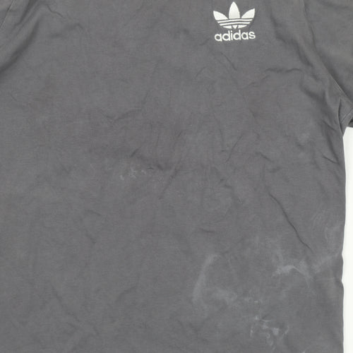 Adidas Men's Grey Cotton Logo T-Shirt Size S