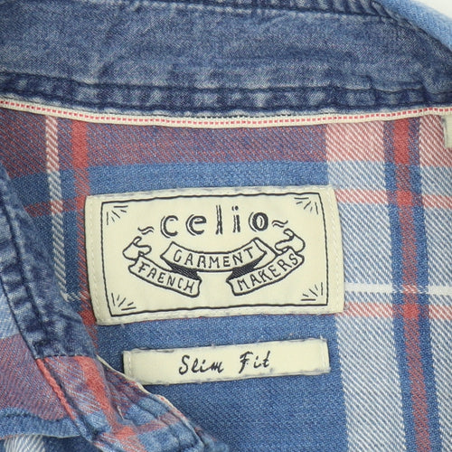 Celio Unisex Multicoloured Slim Plaid Button-Up Shirt S
