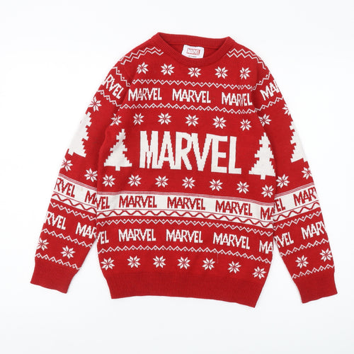 Marvel Boys Red Pullover Christmas Jumper 11 Years