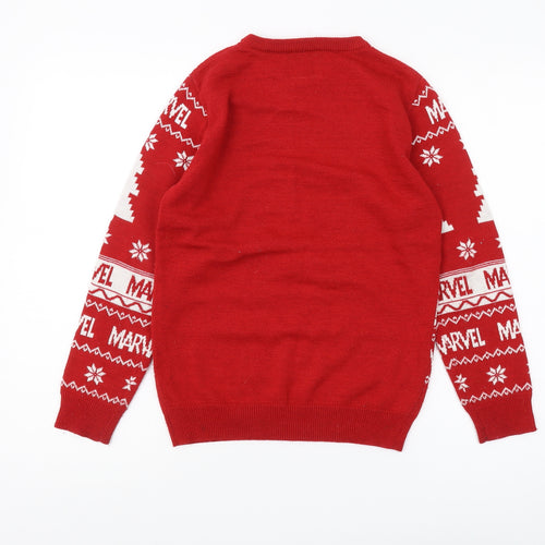 Marvel Boys Red Pullover Christmas Jumper 11 Years