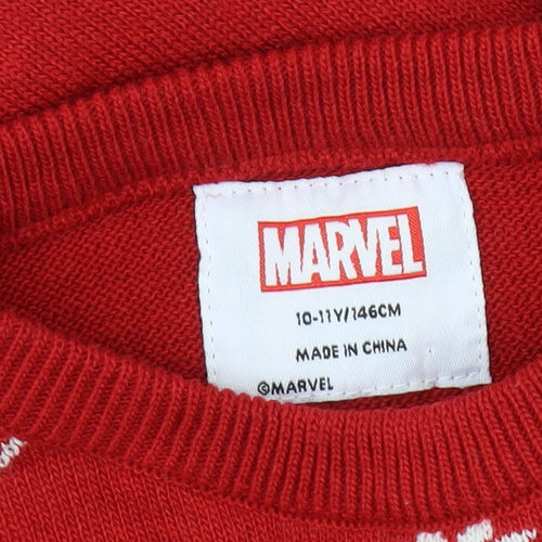 Marvel Boys Red Pullover Christmas Jumper 11 Years