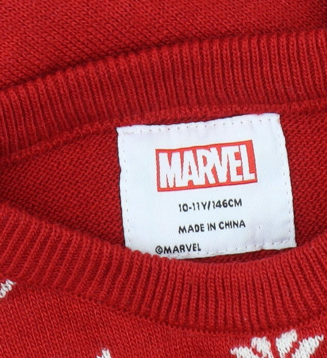 Marvel Boys Red Pullover Christmas Jumper 11 Years