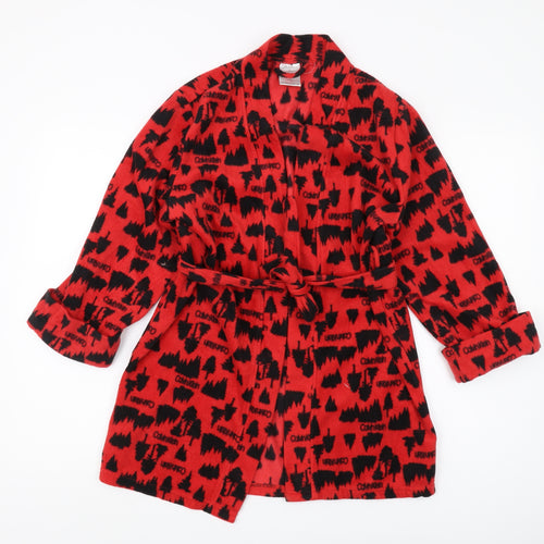 Calvin Klein Boys Red Fleece Hooded Robe M Graphic Print