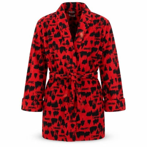 Calvin Klein Boys Red Fleece Hooded Robe M Graphic Print
