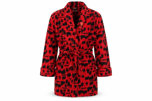 Calvin Klein Boys Red Fleece Hooded Robe M Graphic Print