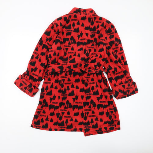Calvin Klein Boys Red Fleece Hooded Robe M Graphic Print