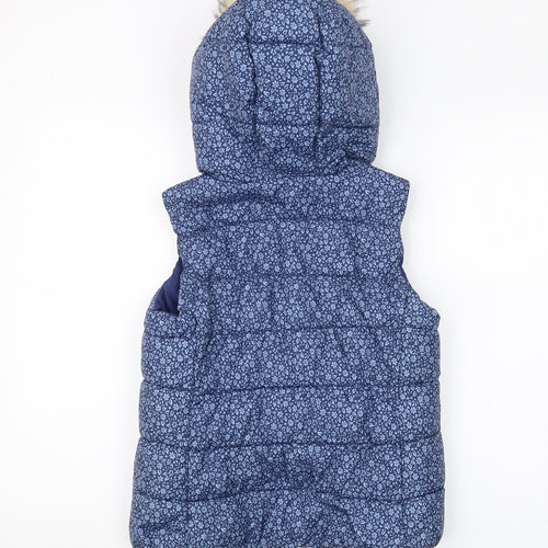 GapKids Girls Blue XXL Puffer Jacket with Fur Trim